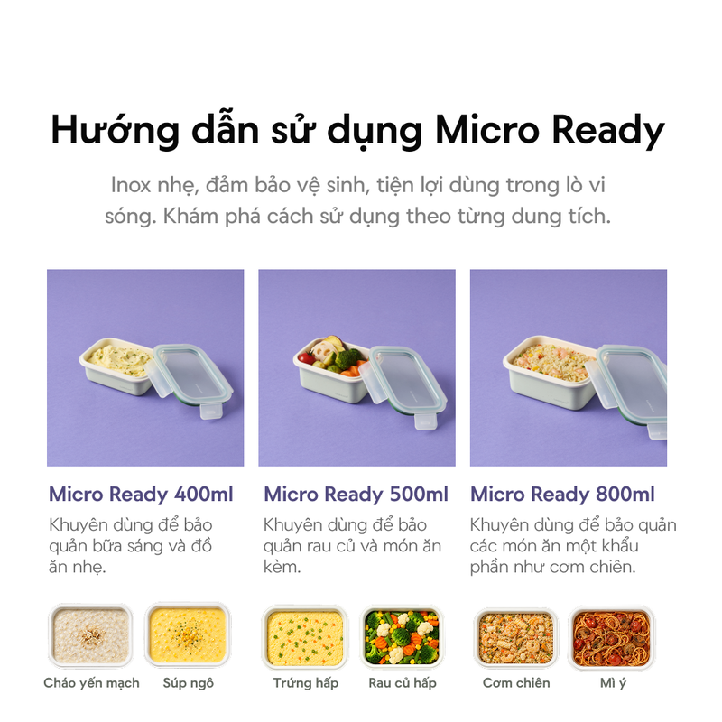 Hộp đựng thực phẩm LocknLock Micro Ready bằng th&eacute;p kh&ocirc;ng gỉ c&oacute; phủ sứ LST d&ugrave;ng được l&ograve; vi s&oacute;ng - Nhiều dung t&iacute;ch image number null